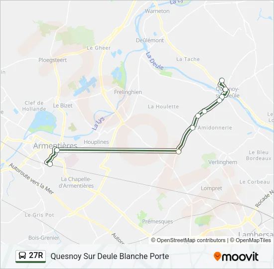 27R Bus Line Map