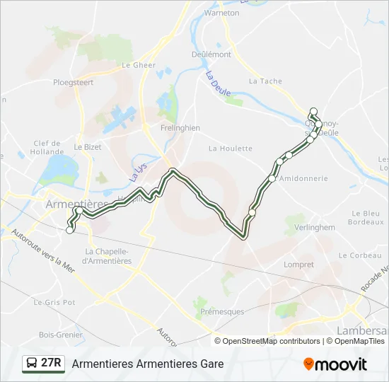 27R Bus Line Map