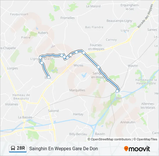 28R Bus Line Map