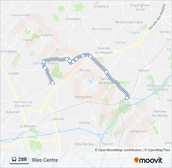 28R Bus Line Map