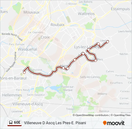 60E Bus Line Map