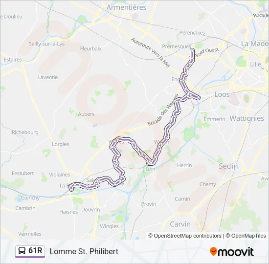 61R Bus Line Map