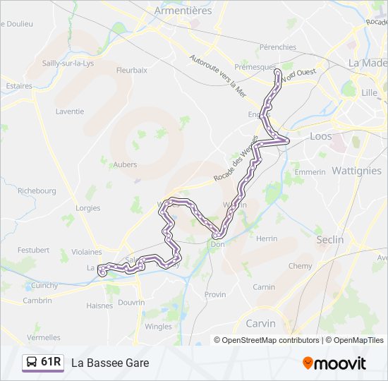 Mapa de 61R de autobús