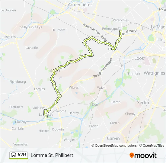 62R Bus Line Map