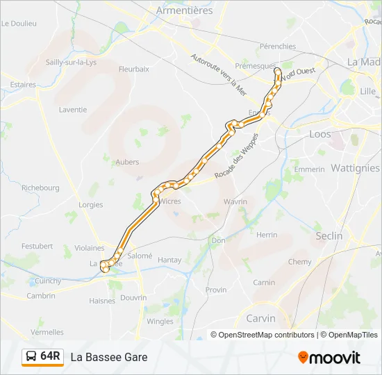 64R Bus Line Map