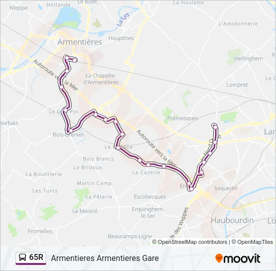 65R Bus Line Map