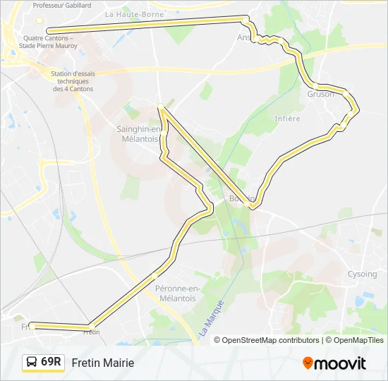 69R Bus Line Map