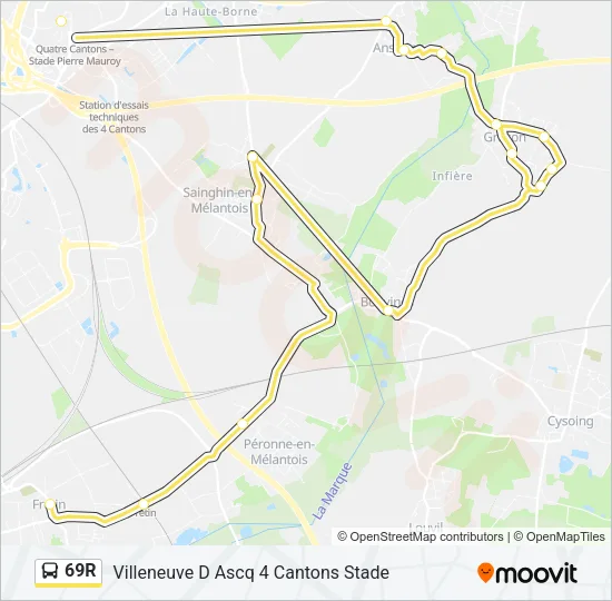 69R Bus Line Map