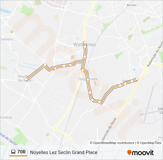 70R Bus Line Map