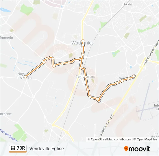 70R Bus Line Map
