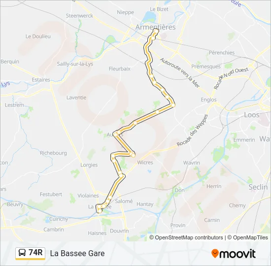 74R Bus Line Map