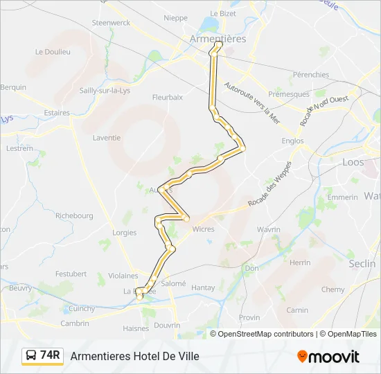 74R Bus Line Map