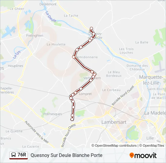 76R Bus Line Map