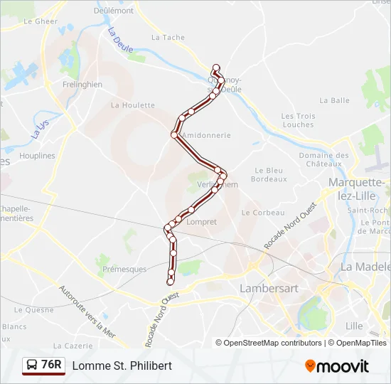 76R Bus Line Map