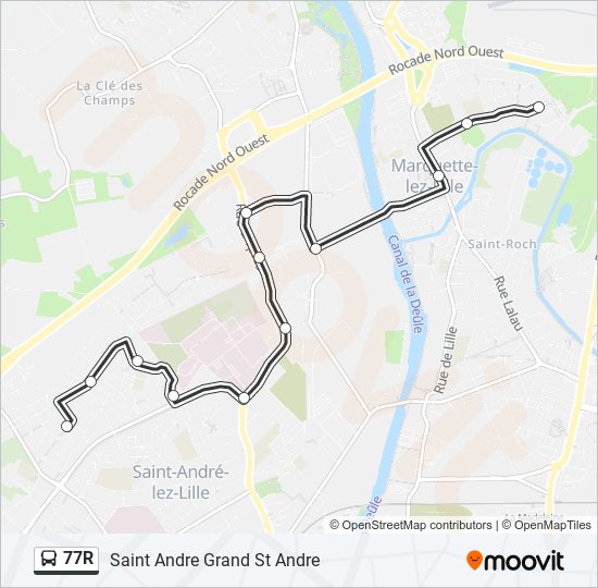 Plan de la ligne 77R de bus