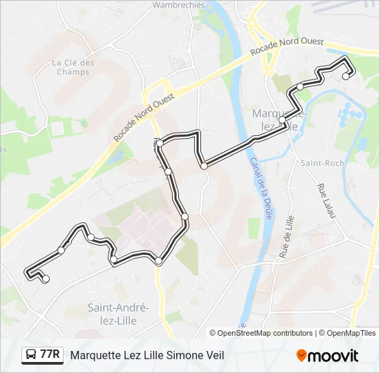77R Bus Line Map