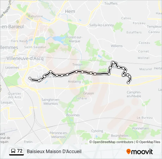 72 Bus Line Map