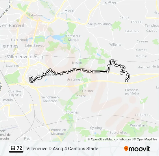 72 Bus Line Map