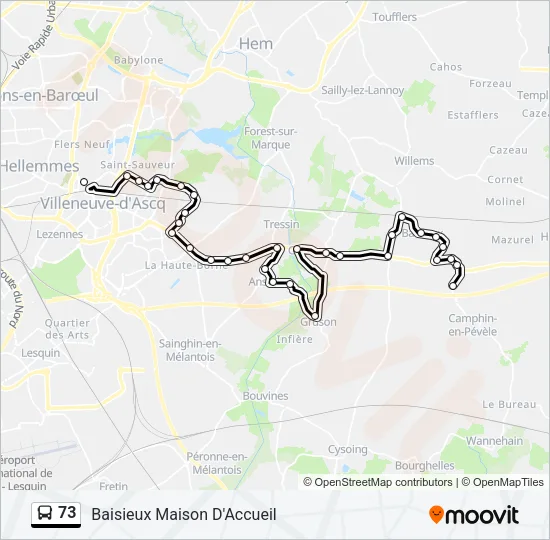 73 Bus Line Map