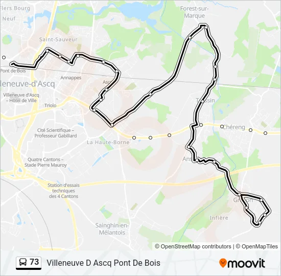 73 Bus Line Map