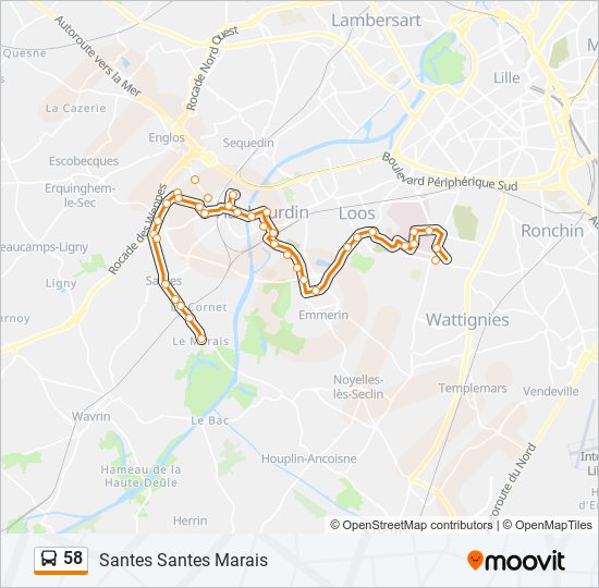 Mapa de 58 de autobús