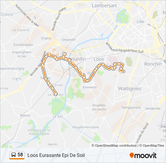 Mapa de 58 de autobús