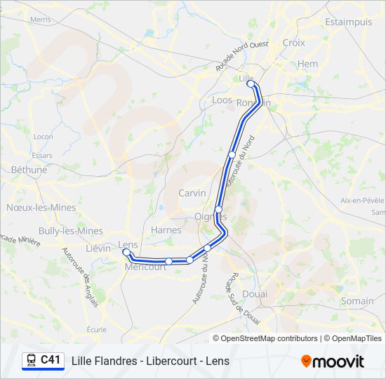 Plan de la ligne C41 de train