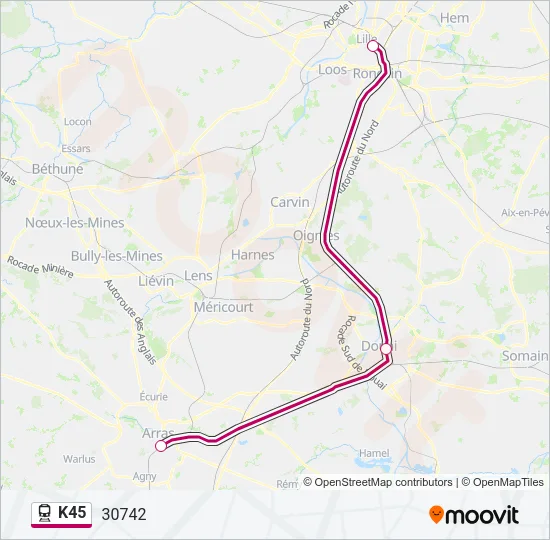 K45 Train Line Map
