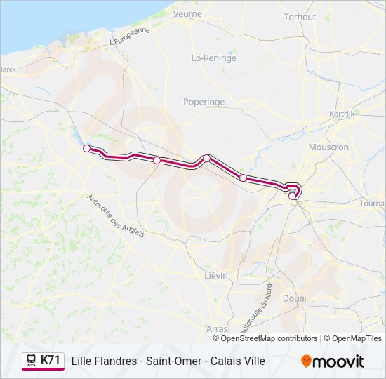 Plan de la ligne K71 de train