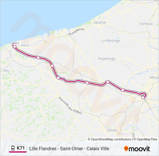 Plan de la ligne K71 de train