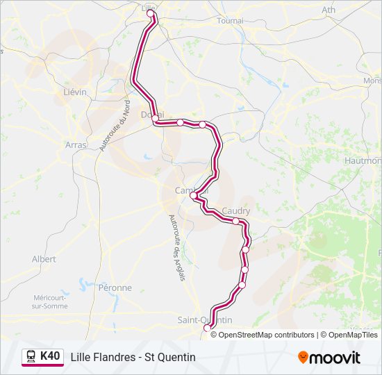 Plan de la ligne K40 de train