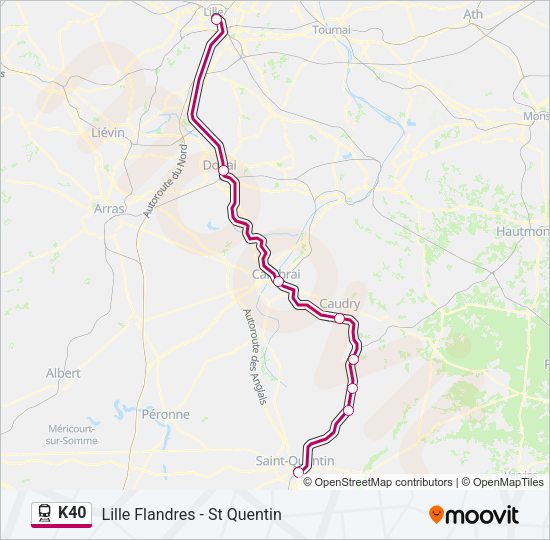 Plan de la ligne K40 de train