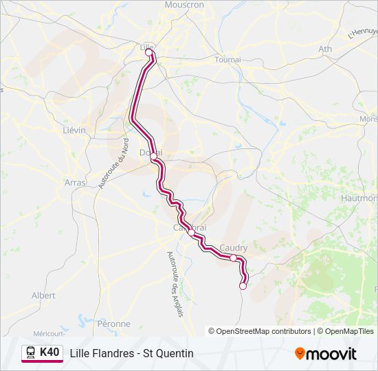 Plan de la ligne K40 de train