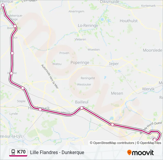 K70 Train Line Map