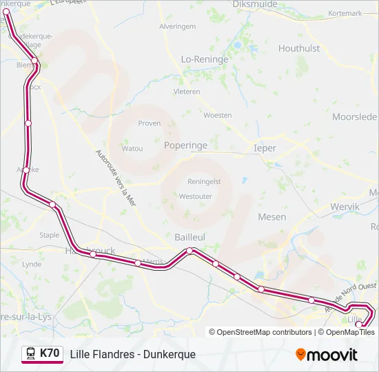 K70 Train Line Map