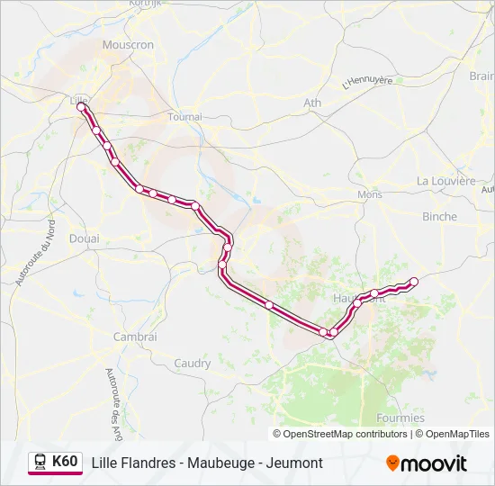 K60 Train Line Map