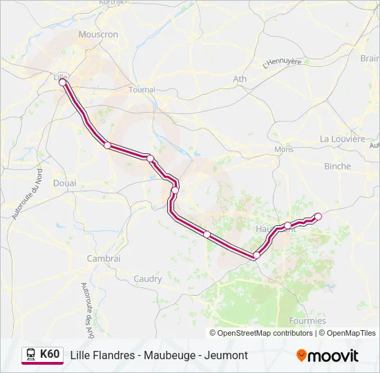 K60 Train Line Map