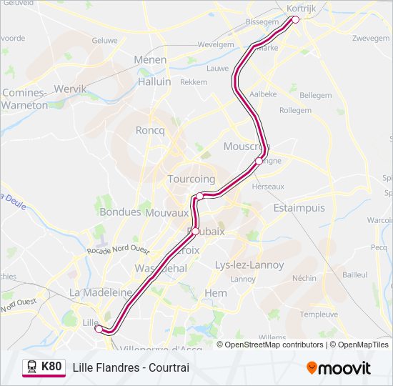 Plan de la ligne K80 de train