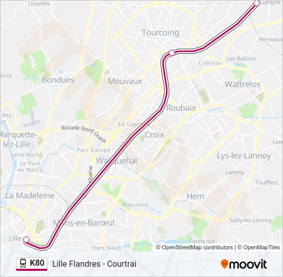 Plan de la ligne K80 de train