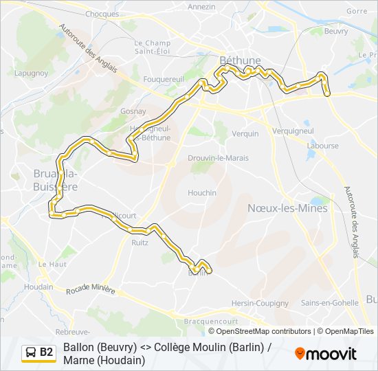 B2 bus Line Map