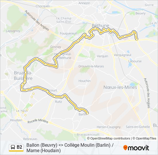 Mapa de B2 de autobús