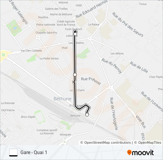 Plan de la ligne NAVETTE CENTRE-VILLE de bus
