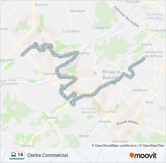Plan de la ligne 14 de bus