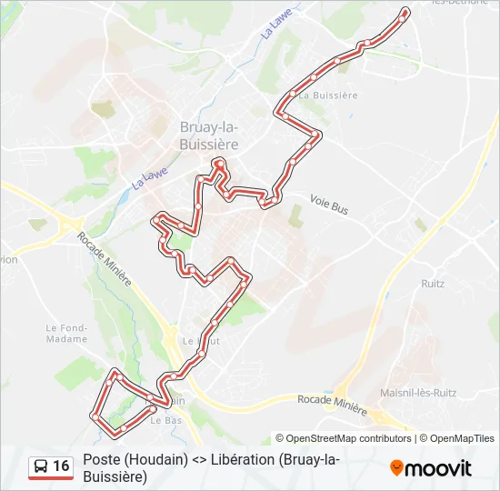 16 Bus Line Map