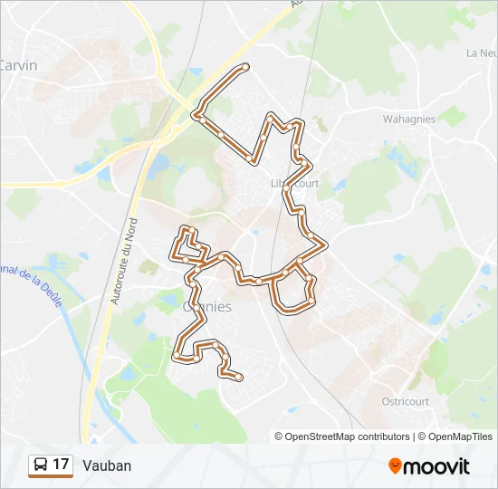 Plan de la ligne 17 de bus