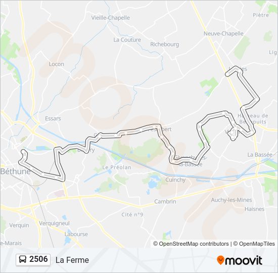 Plan de la ligne 2506 de bus