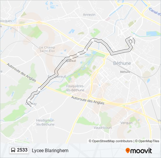 Plan de la ligne 2533 de bus