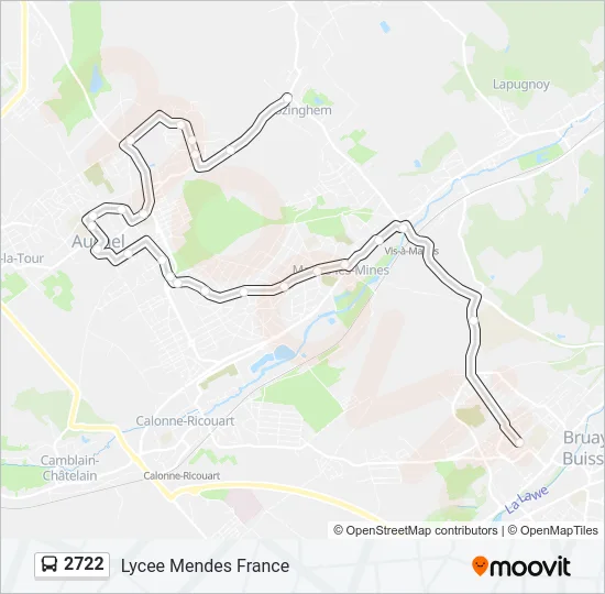 Plan de la ligne 2722 de bus