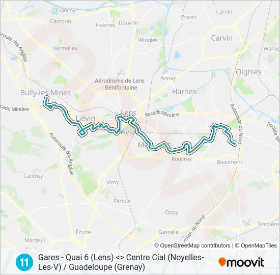 Plan de la ligne 11 de bus