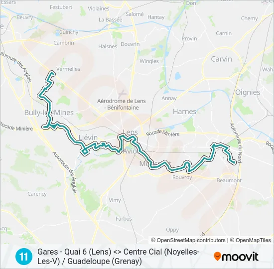 Plan de la ligne 11 de bus